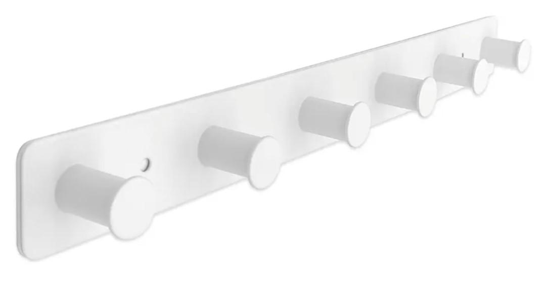 Coat Rack Wall Mounted, White Coat Hooks Adhesive & Screw in, Stainless Steel Door Hooks for Hanging Hat Towels Clothes, Hook Rail with 3 Hooks