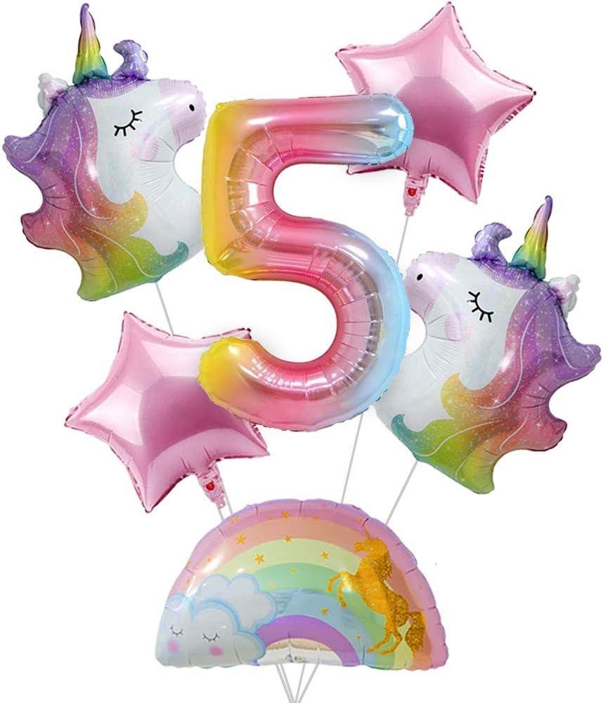 Unicorn Birthday Decorations for Girls Rainbow Unicorn Balloon Bouquet with Number 5 Foil Balloon 5th Birthday Party Supplies Unicorn Birthday Decorations for Girls Rainbow Unicorn Balloon Bouquet with Number 5 Foil Balloon 5th Birthday Party Supplies