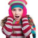 Boao 6 Pairs Kids Winter Convertible Fingerless Gloves Knitted Mitten Warm Gloves with Cover for Kids and Teens (4-11 Years)