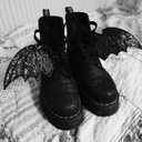 2 x DXYSQRX Shoe Wings Bat Shoe Wings Bat Wings for Boots Skates Sneakers Canvas Roller Shoes(Glitter Black) (Black)