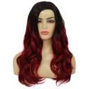 Kaneles Ombre Red Curly Wig Long Wavy Hair Wigs for Women Black Red Synthetic Fiber Hair Cosplay Party Halloween Wigs