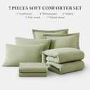 WRENSONGE Queen Comforter Set - 7 Pieces Sage Green Soft Bed in a Bag Queen with Fitted Sheet, Flat Sheet, 2 Pillow Shams, and 2 Pillowcases- Queen Bedding Sets for All Season