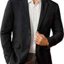 Vssjavun Mens Sport Coats Casual Blazer Two Button Lightweight Business Suit Jacket (XX-Large, Black)