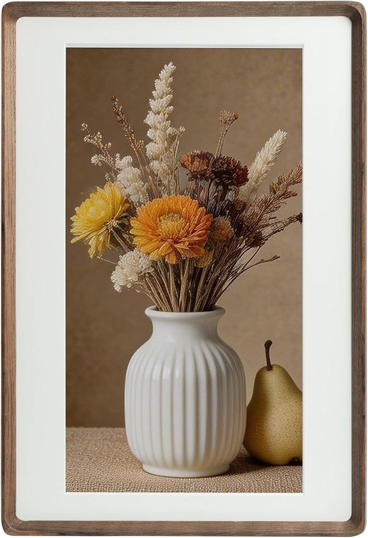 12x18 Walnut Wood Picture Frame for Wall, Matted to 11x17