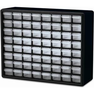 Akro-Mils 64-Drawer Plastic Drawer Storage Cabinet for Garage Organization, Bead Organizer, Building Bricks Storage, Teacher Toolbox, Makeup Organizer, 20-Inch W x 6-Inch D x 16-Inch H, 10764 Black
