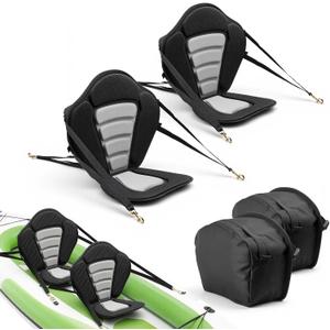VEVOR Kayak Seat, Universal Paddle Board Seat with Adjustable Back Support, Multiple Thickness Options (0.5” to 2.6”), Soft Padded Cushion & Storage Bag for SUP, Canoe, Fishing Boat, Inflatable Kayak, 2 Pack