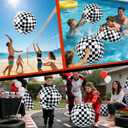2 Pack 20-Inch Diameter Race Car Themed Beach Balls - Large Inflatable Black and White Checkered Beach Balls for Birthday Party Decorations, Summer Pool and Beach Game, and Bulk Party Favors
