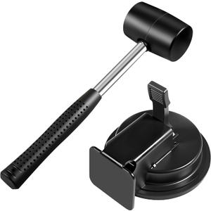Floor Gap Fixer Tool with Rubber Mallet, Iron Body & Strong Suction Cup, Includes 5 Sticky Pads for Laminate, Vinyl, Wood & Tile Flooring Installation and Repair (Black)
