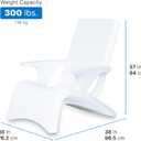 Step2 Vero Adirondack Chair, Stylish Poolside Lounger, Fade-Resistant, Waterproof Patio Furniture for Sun Shelf, Use in Pools up to 9-Inches of Water, Weighted, White, 1 Pack