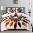 Raphus cucullatus Western Bedding Sets Queen Aztec Boho Quilt，Aztec Comforter Set Boho Hippie Bedroom Decor，Goth Bedding Hippie Quilt