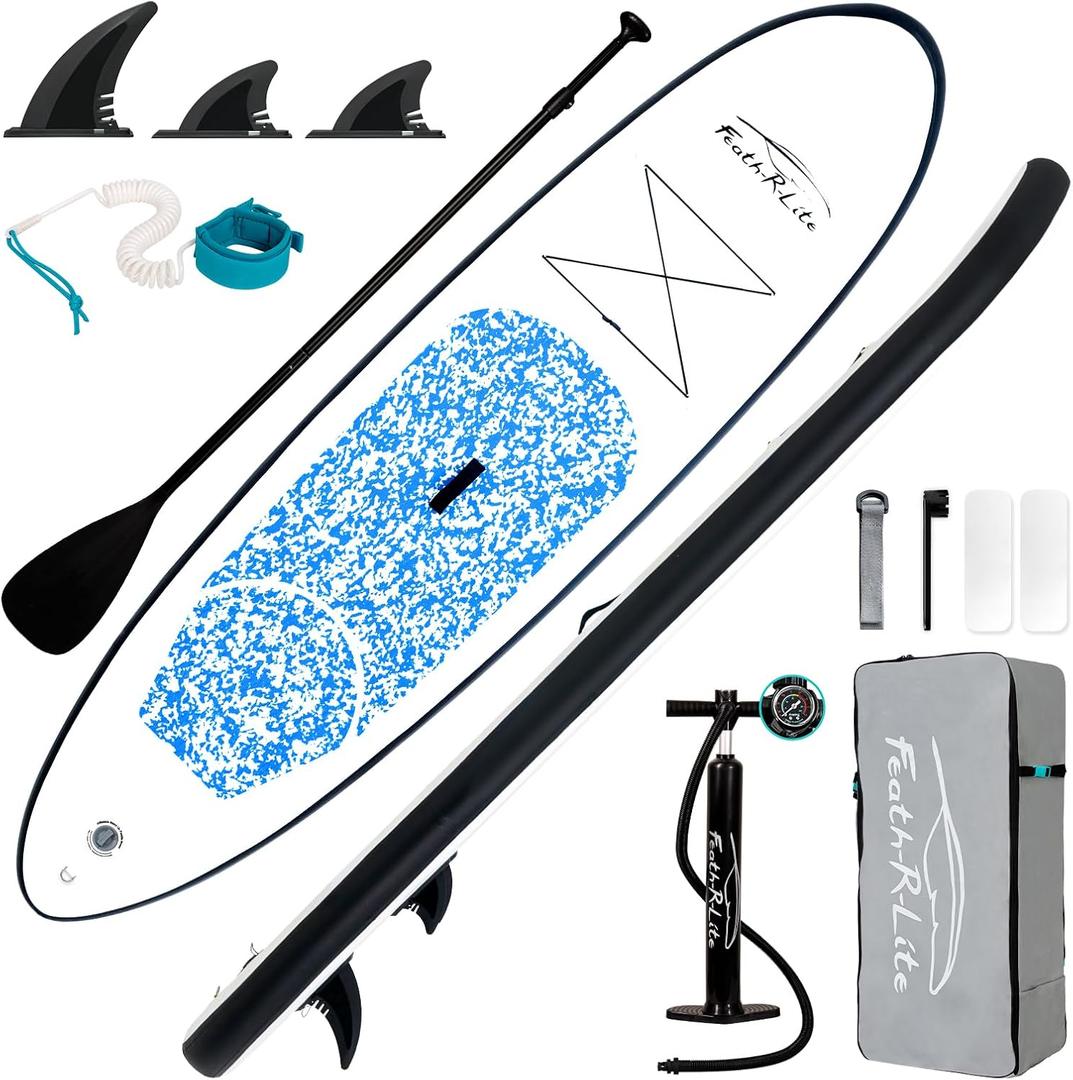FEATH-R-LITE Inflatable Ultra-Light 10'30''/10'6''33'' Stand Up Paddle Board for All Skill Levels with Premium SUP Paddleboard Accessories,Non-Slip Comfort Deck for Youth & Adults (Light Blue Ocean)