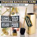 Gold Toilet Brush and Holder Set - Instantly Elevate Your Bathroom Style - Stainless Steel Toilet Bowl Brush and Holder with 2 Rounded Corners, Replaceable Head, Removable Inner Bowl & Splash Guard