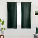SHINELAND 63 Inch Length Pleated Dark Emerald Green Blackout Curtains for Bedroom, Thermal Insulated Black Out Curtain 63 Inch Long, 52 Inch Wide