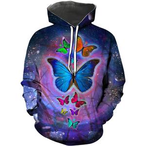Womens Butterfly Hoodie Novelty Graphic Casual Fashion Hooded Sweatshirt (Purple, XL)