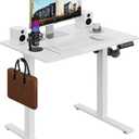 Electric Standing Desk,32x24 Inches Adjustable Height Stand up Desk, Sit Stand Home Office Desk with Splice Board, 3 Preset Heights,Equipped with Hooks,Ergonomic Computer Desk WorkstationWhite
