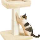 AGYM Cat Scratching Post, 32Cat Scratcher with Large Plush Perch, Sisal & Carpet Scratching Post, Vertical Posts with Elevated Bed for Indoor Cats, Removable& Washable Cover, Beige