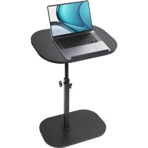 Simcat Large C-Shaped End Table Adjustable Height, Overbed Bedside Table, Adjustable Rotating Couch Tables, Standing Desk Black 50 * 33