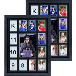 2 Pack K-12 Graduation Photo FramesSchool Year Picture Frame, Collage Photo Frame for Baby First Year Keepsake, 12x16 Multi Picture Frame-13 Opening,Great for Children's Photos, Portrait