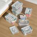 Plastic Storage Bins with Lids, 2 Pack Mixed Sizes (7 Qt, 14 Qt) Clear Box with White Lid, Stackable Organizer Boxes with Latches for Closet, Pantry, Bathroom, Office