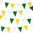 GCQQ 40Ft Yellow White Green Banner Decorations 42Pcs Pennant Banner Flags Cloth Triangle Banners Spring Summer Banners for Masters Golf Decor, Birthday, Wedding, Tea Party Outdoor Decor