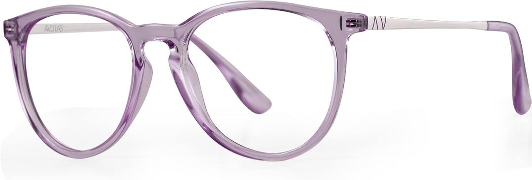 Blue Light Blocking Glasses Round Computer Eyeglasses Reduce Eyestrain UV Glare Women (Purple)