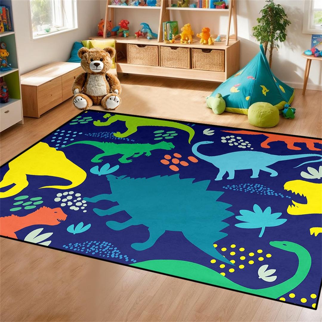 Dinosaur Rug - Dinosaur Rugs for Boys Bedroom Cartoon Dino Carpet for Boys Kids Room Decor Colorful Animal Carpet for Living Room Floor Mats, 2.5x4 Feet (Multi-j-646)