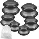 TrelaCo 6 Pcs Cupping Kit for Massage Therapy 3 Sizes Silicone Cupping Set Chinese Massage Therapy for Studio Household Cellulite Joint Pain Muscle Pain(Clear Black)