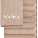 Cosy Family 10 Pack Makeup Remover Wash Cloths - Soft Microfiber Fingertip Facial Cleansing Cloths for Hand and Make Up, 12 x 12 in, Brown
