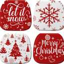 Barydat 4 Pcs Christmas Chair Cushions with Ties for Dining Chairs 16'' x 16'' Memory Foam Chair Pad Non Slip Seat Cushion with Washable Cover for Patio Kitchen Indoor Outdoor (Red)