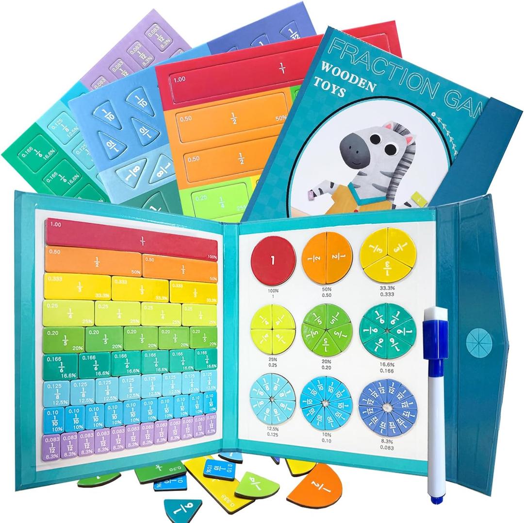 2026 New Magnetic Fraction Demonstration Book, Magnetic Fraction Tiles & Fraction Circles Set, Fraction Magnets for Teaching, A Hands-On Visual Fraction Learning Set