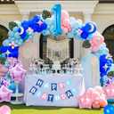 Happy Birthday Banner 40 Inch Balloon Number Pastel Pink and Blue Balloons (Sti01)