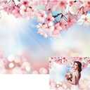 Renaiss 10x8ft Cherry Blossom Floral Backdrop Pink Flower Sunshine Bokeh Romantic Nature Scenery Photography Background for Wedding Bridal Shower Birthday Party Decor Photo Booth Props (WSNBK34260)