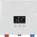 Tankless Water Heater Electric, 6000W 110V Instant Hot Water Heater with Digital Display Self-modulating, Overheating Protection for Demand (White)