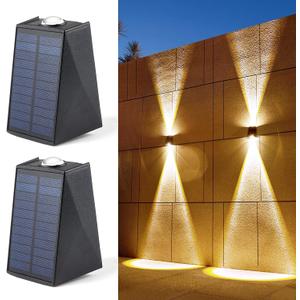 LUHLEE Solar Wall Lights Outdoor, Upgrade 2000mAh Wall Sconce IP65 Waterproof, Wall Mounted Solar Outdoor Lights for House Porch Fence Patio Pergola Garage Backyard Garden(Warm White, 2 Pack)