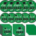 Graduation Party Plates and Napkins Gatherfun 2026 Graduation Party Supplies Green Disposable Paper Plates Luncheon Napkins Cocktail Napkins for Congrats Grad Party Decorations, Serve 50