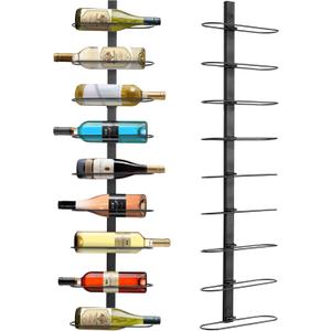 Wall Mounted Rack: 9 Bottle Metal Holder - Wall Storage Organizer Shelf