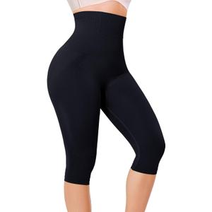 Irisnaya High-Waisted Tummy Control Shapewear Capri for Women, Compression Leggings with Butt Lifter Faja Body Shaper, Size: M