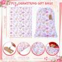 Capoda 2 Pcs Extra Large Baby Shower Drawstring Bags 20 x 28 Inch Foral Baby Shower Wrapping Bags Reusable Fabric Floral Gift Pouches for Birthday Gender Reveal Gift Wrapping Supplies Decoration