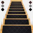 Stair Treads for Wooden Steps 15pcs - 8x30in Carpet Stairs Runner Indoor Non-Slip Stair Mats for Kids Elders and Pets Black