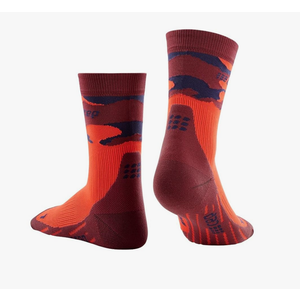CEP Men’s Camocloud Mid Cut Running Compression Socks | Mid Cut Performance Sock, Lava/Peacoat, Men 