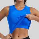 MathCat Women's Seamless Workout Tank Tops with Built in Bra, Sleeveless Padded Athletic Yoga Shirts for Daily Wear (Blue, XS)