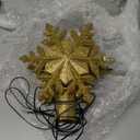 DG-Direct Christmas Tree Topper Lighted with 6 Projected Patterns, Led Rotating Magic Snowflake, 3D Hollow Glitter Lighted Silver Snow Tree Topper for Christmas Tree Decorations, Gold