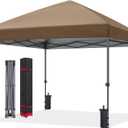 ABCCANOPY Pop Up Canopy - Outdoor Patio Portable Canopy Tent Heavy Duty for Backyard and Deck with 4 Sandbags(Khaki, 10x10)