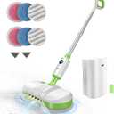 AlfaBot Cordless Electric Mop for Floor Cleaning, Dual Spin Mop with LED Headlight/Water Spray/Self-Propelled,Clean up to 2700 ft,Rechargeable Electric Mops with Big Water Tank for Multi Floors (Green)