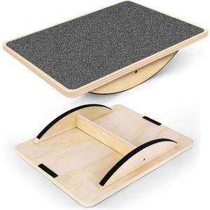 Professional Balance Board for Adults - Anti-Slip 350LBS Wobble Board for Physical Therapy, Standing Desk, Core Strength - Wooden Rocker Board