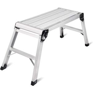 LEADALLWAY Work Platform Aluminum 30"x12"x20" Step Ladder Heavy Duty Foldable Aluminum Platform 330 Lbs Capacity