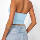Trendy Queen Women's Strapless Bandeau Crop Top (Blue, M)