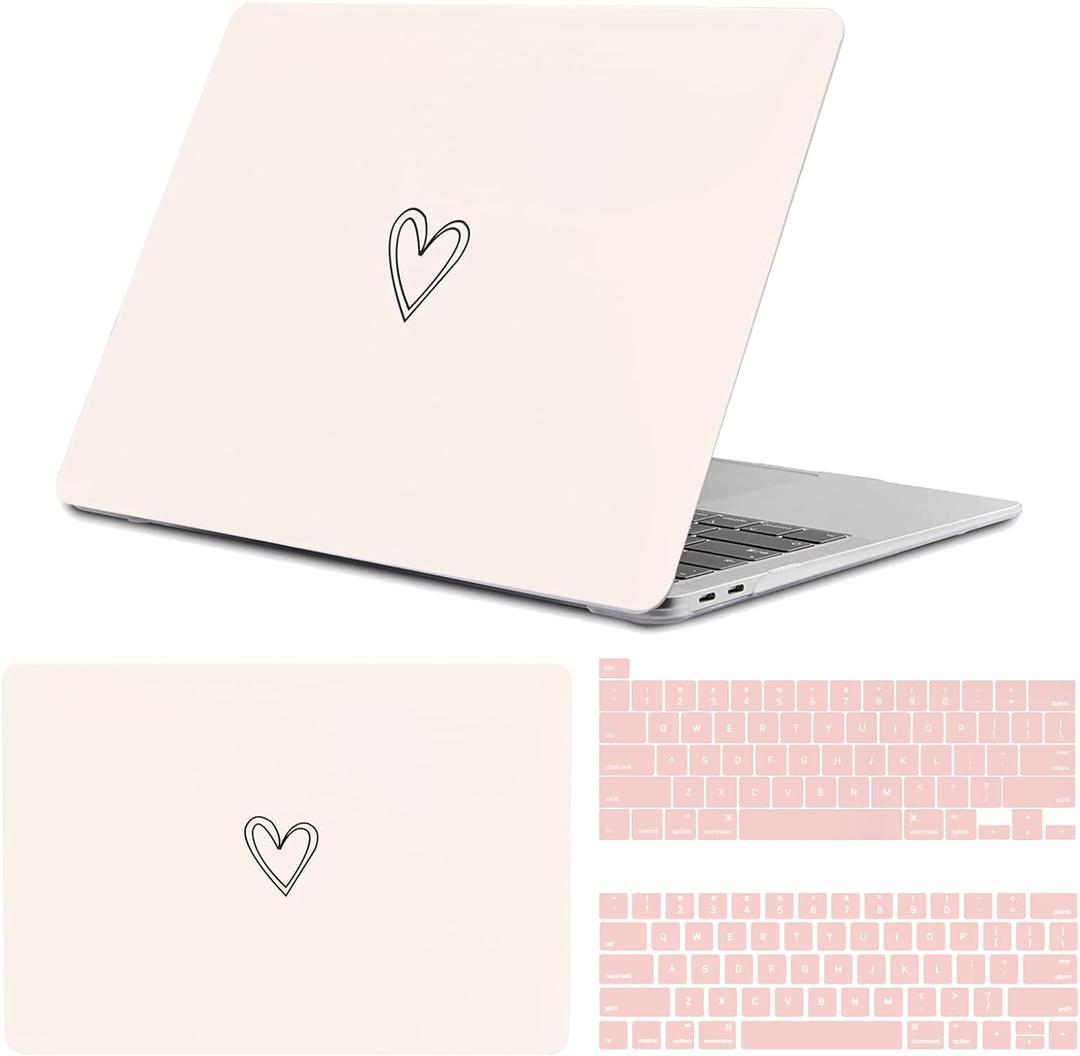 Compatible with MacBook pro 13 inch Case,2020-2016(A2338 M1 A2159 A2251 A2289 A1989 A1706) with Touch ID and 2 Pack Keyboard Protectors,Faux Skin Plush Laptop Hard Shell (Pink-L21)