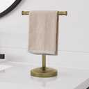 RUMOSE 13 Inch Antique Brass Towel Bar Stand Hand Holder Bathroom Kitchen Vanity Countertop T-Shape Towel Rack Free Standing Stainless Steel