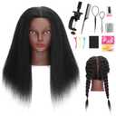 Mannequin Head with Human Hair 16'' Cosmetology Manikin Doll Head with 100% Real Human Hair Mannequin Head for Braiding Hairstylists Cosmetology Students Practice Styling with Free Clamp Holder-Black